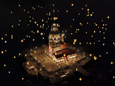Exterior The Maidens Tower in Istanbul 3D model