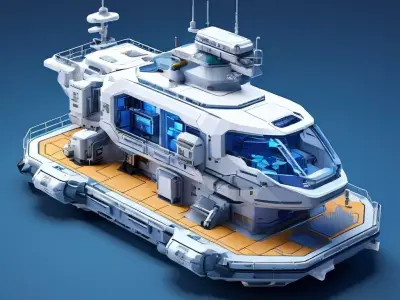 SciFi Futuristic Landing Ship Model Low-poly 3D model
