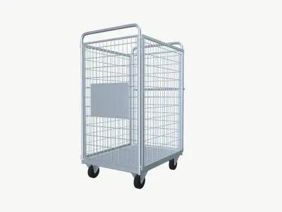 Shopping trolley Low-poly 3D model