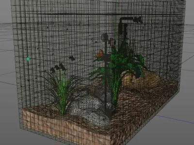 Aquarium fish tank Low-poly 3D model