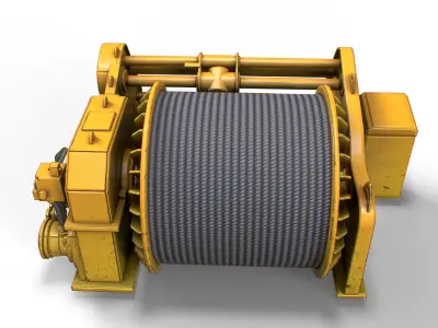 Hydraulic Mooring Winch Low-poly 3D model