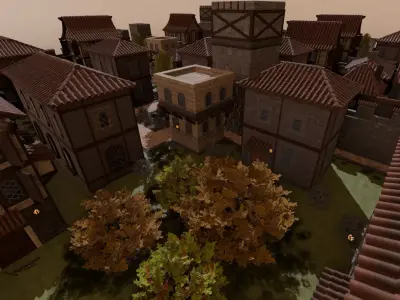 Medieval Castle Village 3D model