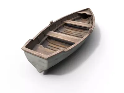 Old Wooden boat Low-poly 3D model