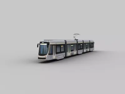 Low Poly Tram 18 Low-poly 3D model