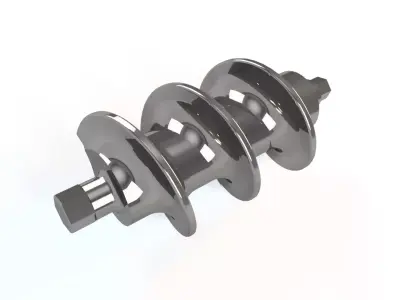 Helical machine part Low-poly 3D model