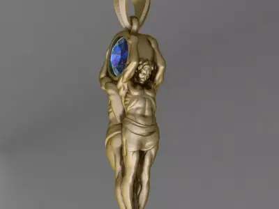 Antique Gents Pandent blue Saphire  3D print model