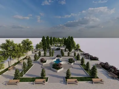 public park-Private Park Landscape 3D model 17