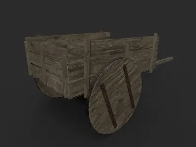 Wooden Cart Low-poly 3D model 24