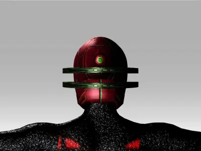 Open Mask Tech Helmet Low-poly 3D model