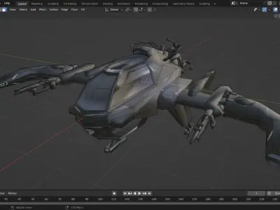 Lowpoly Game-ready spaceship space Fighter Low-poly 3D model