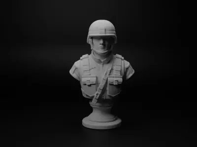 Modern Special Forces Soldier Bust Chess 3D print model shop
