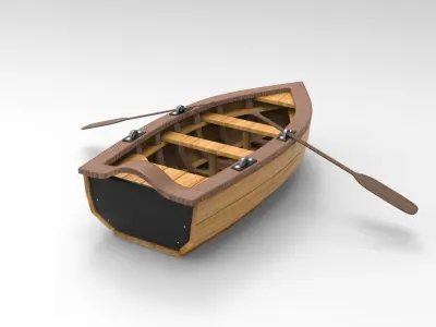 Wood Boat Low-poly 3D model get