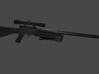 3D Sniper Low Poly - Model and Textures Low-poly 3D model