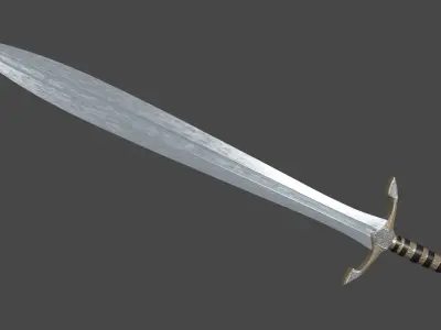 Xyphos sword with Excalibur handle Low-poly 3D model