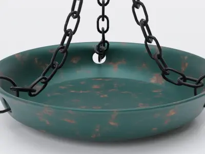 Steelyard metal bowl hanging on chain 3D model