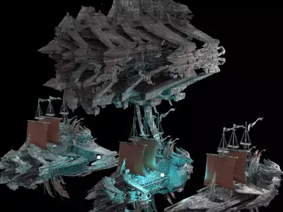 Silver Drake Airship Military vessel 4 designs  3D model