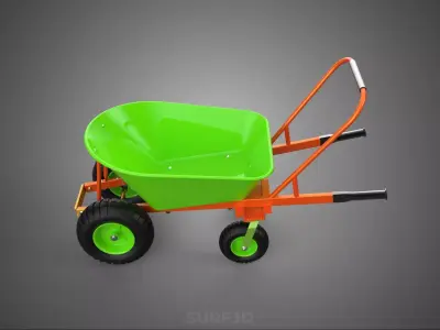 STURDY TIPPING FOUR CASTER WHEEL BARROW WHEELBARROW CART TROLLEY 3D model