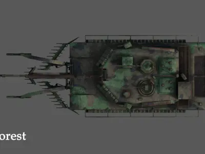 Tank Abrams MinePlow Extra Defense Woodland BR Forest Low-poly 3D model