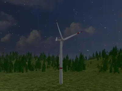 Wind turbine V1 H-115 RD 172 m with animation Low-poly 3D model
