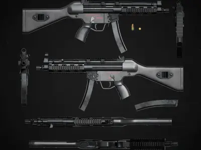 MP 5 Sub Machine Gun Low-poly 3D model