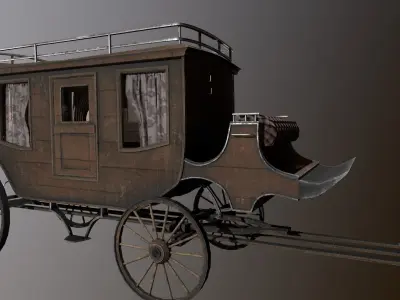 Stage Coach Low-poly 3D model