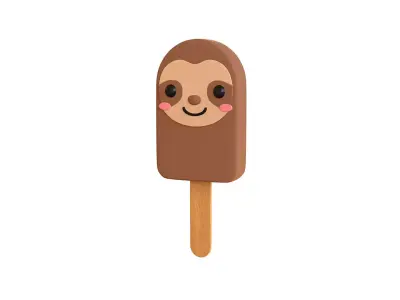 Low-Poly Sloth Ice Cream Cute  Low-poly 3D model