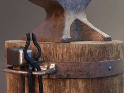 The blacksmith s set Low-poly 3D model