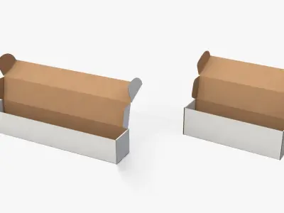 Mailer Boxes - White Long Packaging Set 3D model