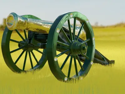 machine-gun cannon in field 3D model