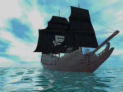 Pirate ship 3D model 4