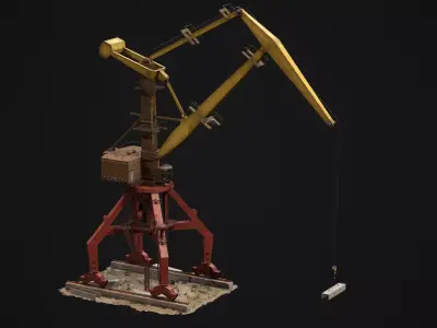 Port crane  Sokol Low-poly 3D model