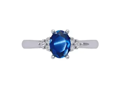 Oval Solitaire Ring 3D print model 3