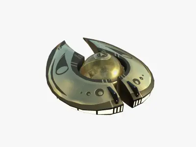 Alien Spaceship UFO I07 Gold - Sci Fi Spacecraft Design Low-poly 3D model