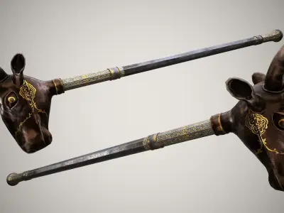 Ox-Head Mace Low-poly 3D model