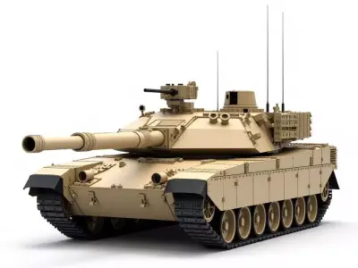 Modern Main Battle Tank 3D Model Desert Warfare Vehicle Low-poly 3D model