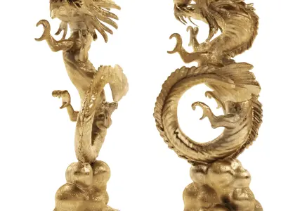 Chinese Dragon Statue with various finishes 3D model