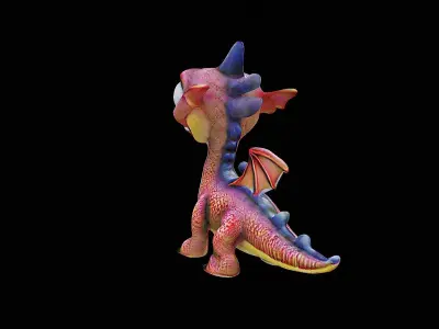 cute cartoon dragon stylized 3D model