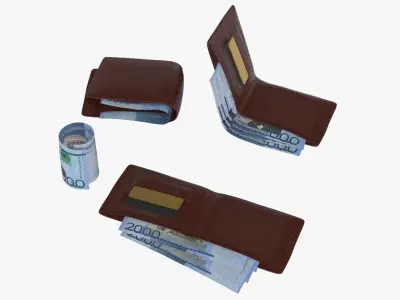 Dominican 2000 Pesos Wallet Money Purse 3D model