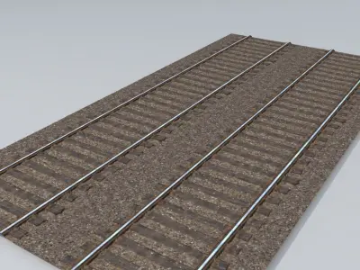 Railway Train Track Low-poly 3D model