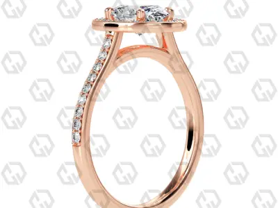 Ring 196 Oval Shape Cathedral Halo pave set with Gems 3D print model