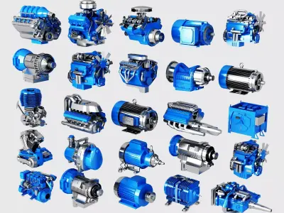 Ultimate Industrial Engines And Mechanical Motors Collection 3D model