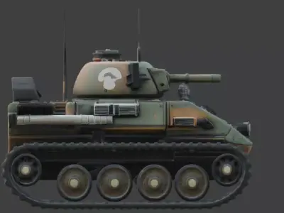 Stylized Chibi Sci-Fi Battle Tank Low-poly 3D model