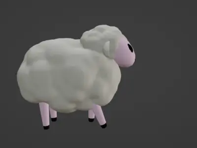 Cute Sheep Low-poly 3D model