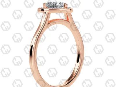 Ring 184 Heart Shape Cathedral Halo with Gems 3D print model