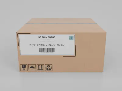 Cardboard Box R-442 - Rigged and Customizable Low-poly 3D model