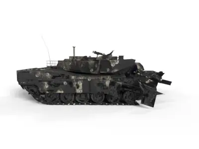 Tank Destroyed Low-poly 3D model