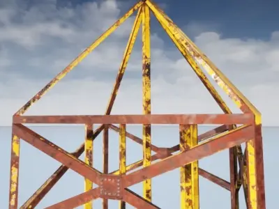 Rusty Metal Tower 4K Textures Game Ready Small Filesize Low-poly 3D model