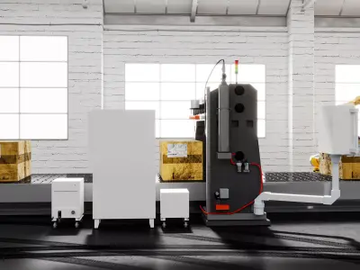 3D Model of Conveyor Belt Robot Replacement Production Line 3D model