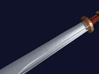Falchion sword with Spatha handle Low-poly 3D model