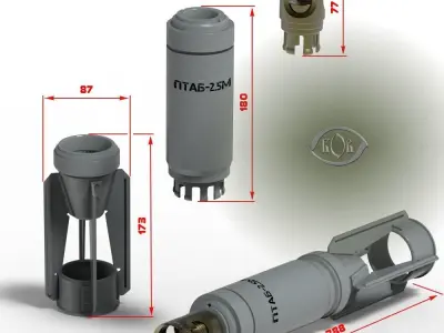 PTAB 2 5M Submunition for cluster avia bomb Moulage 3Dprintable  3D model